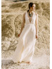 Ivory Chiffon Front Slit Criss Cross Back Sexy Wedding Dress